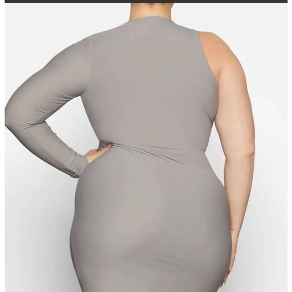 Skims Chrome Gray One Shoulder Lace-Up Mini Dress, 4X, NWT - Picture 2 of 9